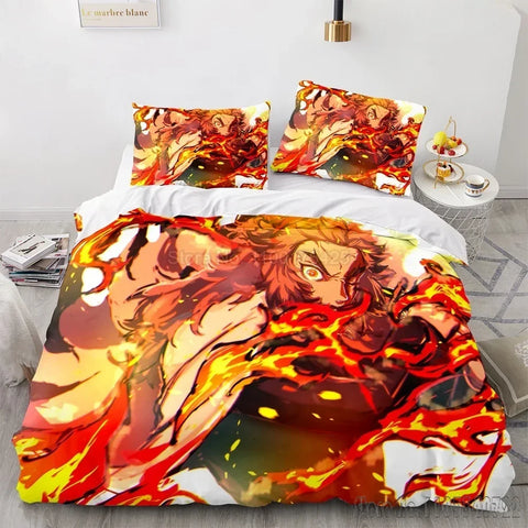 Demon Slayer Agatsuma Zenitsu Duvet Cover Set HD Comforter Cover for Kids Bedding Sets Bedclothes Bedroom Decor