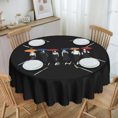 Customized I'll Be There For You Round Tablecloths 60 Inch Friends TV Show Table Covers for Kitchen Table Cloth