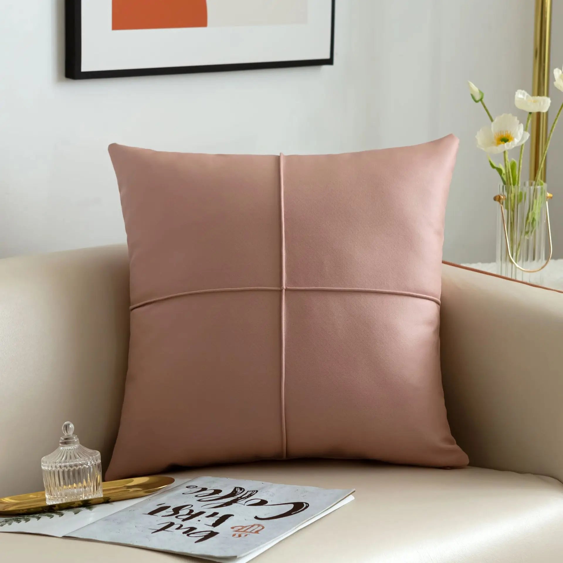 light luxury simulation leather thickened technology cloth waterproof throw pillow living room sofa cushion rectangular pillow