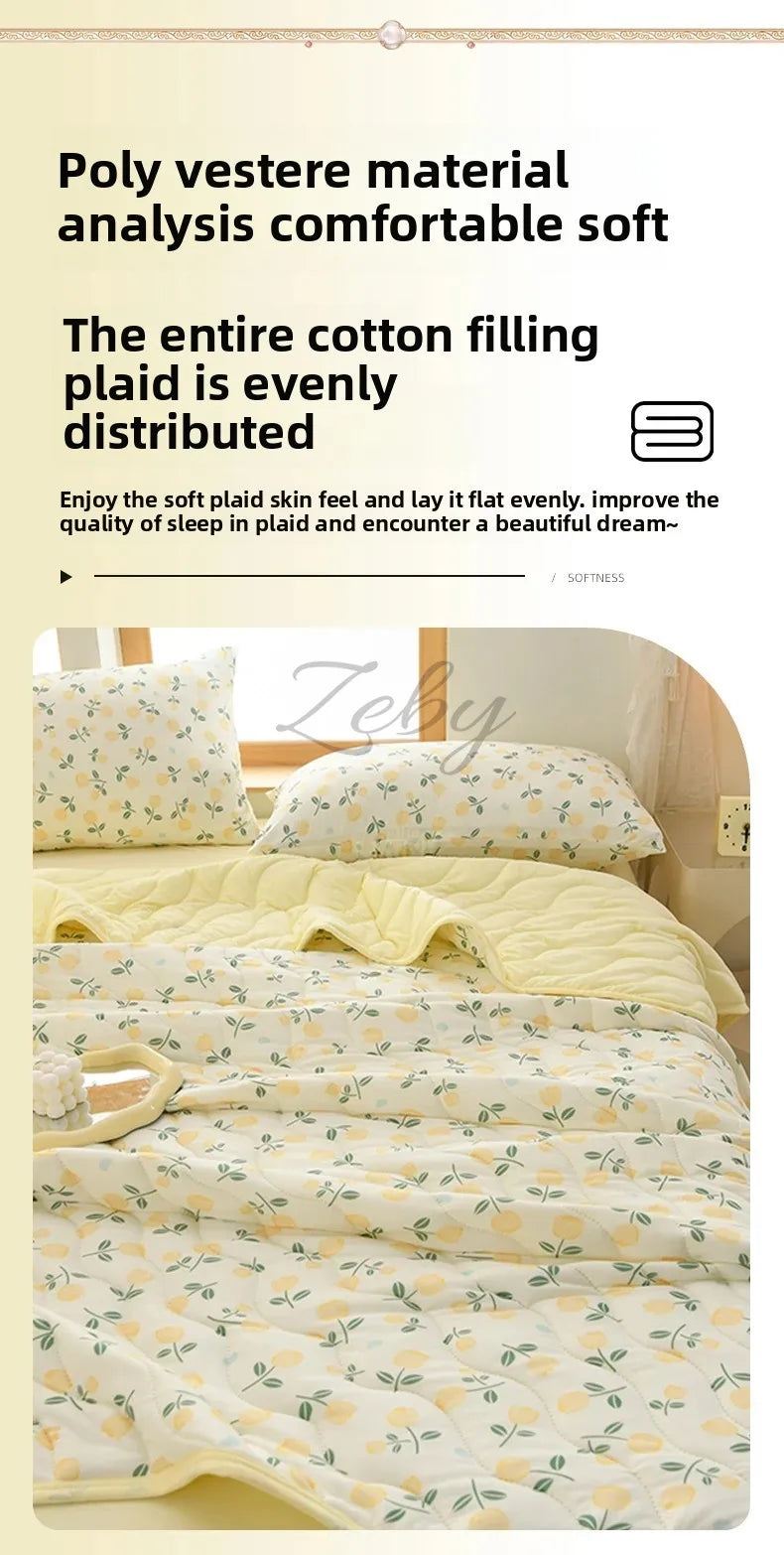 New Floral Print Spring Summer Quilt Soft Comfortable Quilted Quilts Single Double Blanket for Bed Comforter Knitted Thin Duvet