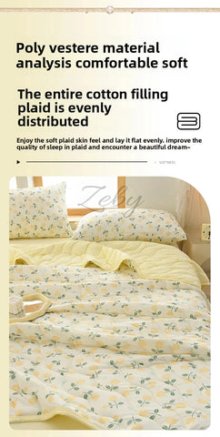 New Floral Print Spring Summer Quilt Soft Comfortable Quilted Quilts Single Double Blanket for Bed Comforter Knitted Thin Duvet