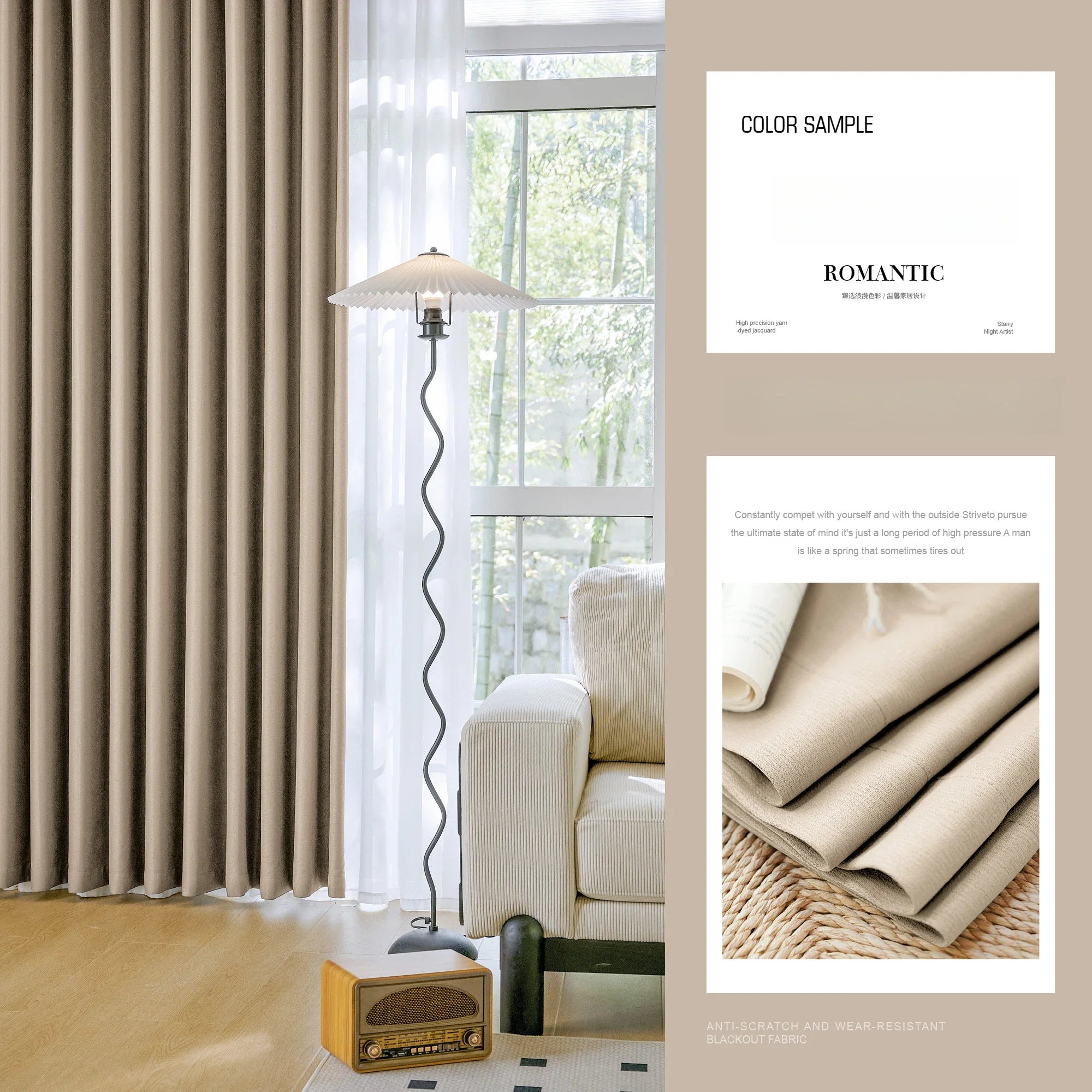 Grey Blackout Curtains Thermal Insulation Cotton Linen Drapes for Bedroom Living Room Sunshade Luxury Custom Window Treatments
