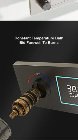 Luxury Brass Ceiling Mount Thermostatic LED digital display Shower Set System Bluetooth Music Rain Shower Head Bathroom Faucet