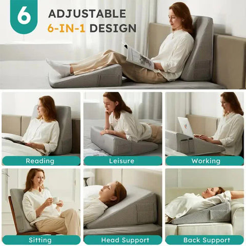 Bed Wedge Pillow for Sleeping, Soft Memory Foam Top, Triangle Pillow Wedge, Body Positioners for Leg Elevation, Snoring Relief