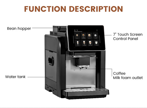 Mcilpoog WS817 -7"colorfAutomatic Espresso Machine with Milk Frother,  21 Flavors for Home & Office