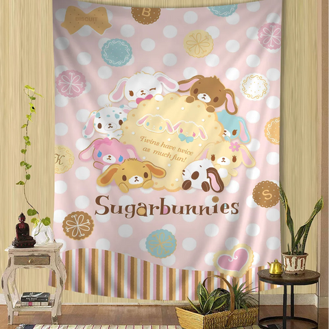 S_sugarbunnies Anime Kawaii Cartoon Tapestry Bohemian Wall Tapestries Mandala Wall Hanging Sheets