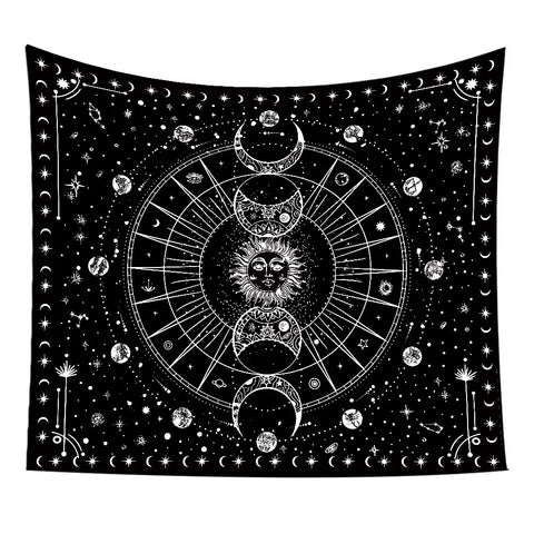 1pc Celestial Sun Moon Zodiac Tapestry Astrology Themed Wall Hanging Decor with Starry Sky Design for Mystic Room
