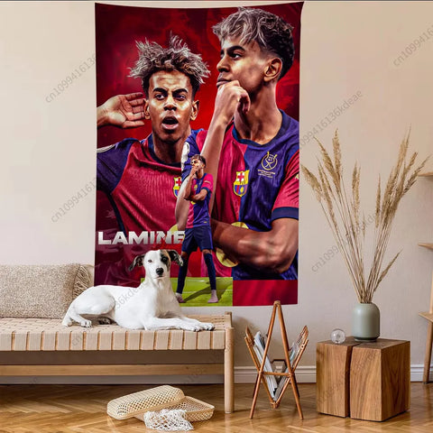 Wall Tapestry Decor L-Lamine Football Star Y-Yamal Anime Tapestry Flags Bedroom Dorm Wall Hanging Background Cloth Festival Gift
