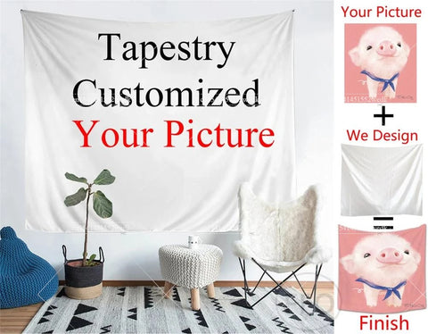Custom Tapestry Wall Hanging Room Decor Aesthetic Personalized Tapestry Boho Hippie DIY Tapestries Party Backdrop Home Decor