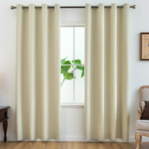 2pcs Modern 100% Blackout Curtain with Coated Lining, Solid Window Curains for Bedroom, Living Room, Dining Room, Home Decor