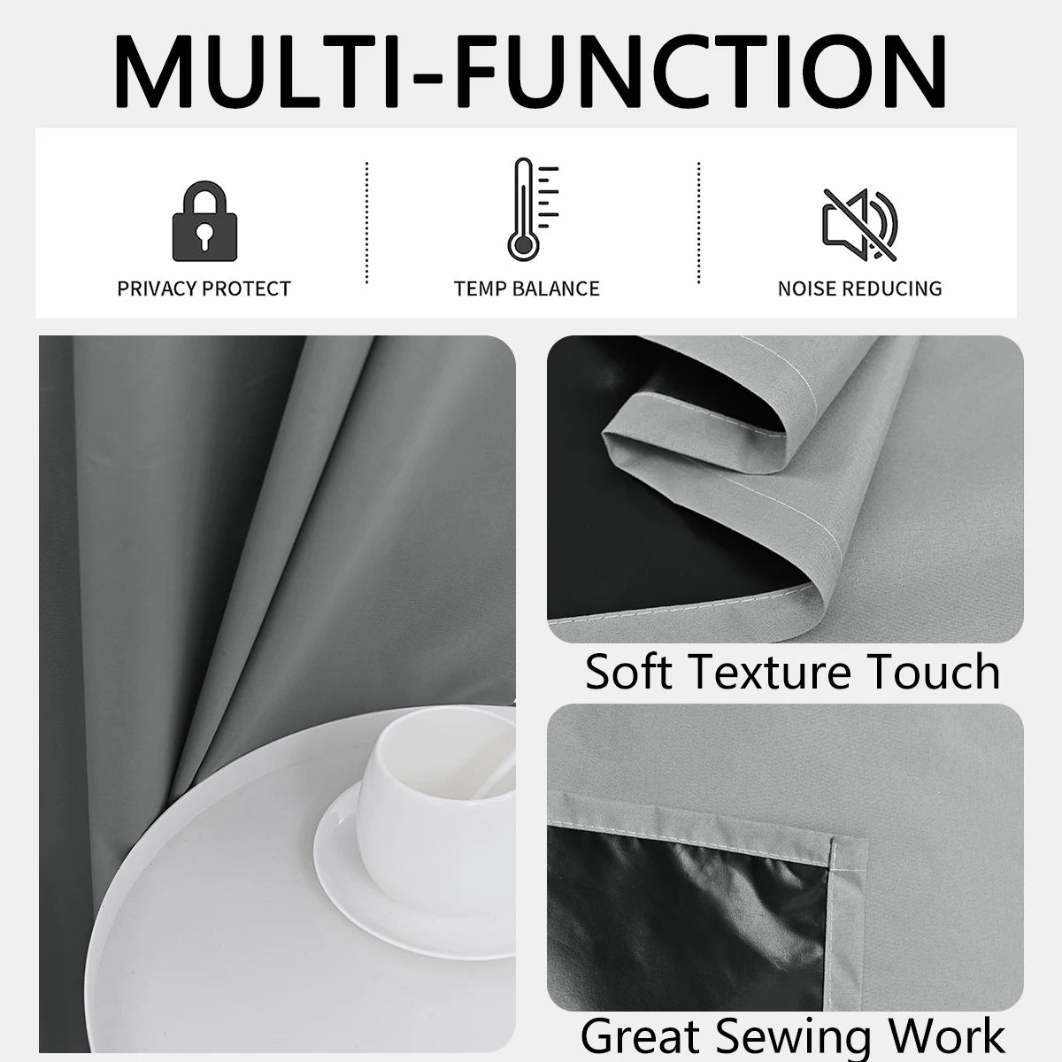 2pcs Modern 100% Blackout Curtain with Coated Lining, Solid Window Curains for Bedroom, Living Room, Dining Room, Home Decor