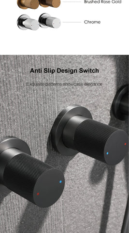 AITANA Minimalist Gun Grey Brass Ceiling Shower System Hidden Embedded Dual Handle Cold and Hot Water 2-Function Bathroom Mixer