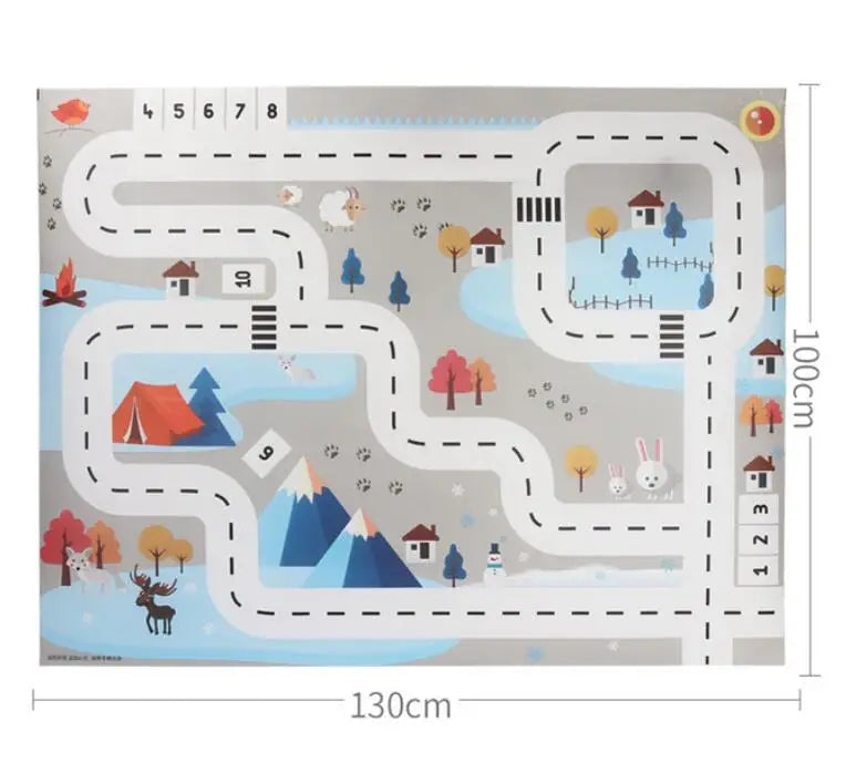 City Traffic Car Park Play Mat Waterproof Parking Lot Kids Playmat Kids Rug Boy Girl Educational Toys for Children Map