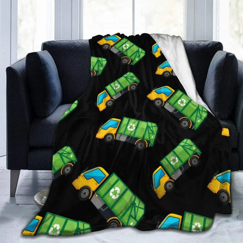 Yellow Construction Truck Blanket Cartoon Tractor Cars Flannel Throw Blankets for All Season Kids Boys Excavator Sofa Blanket