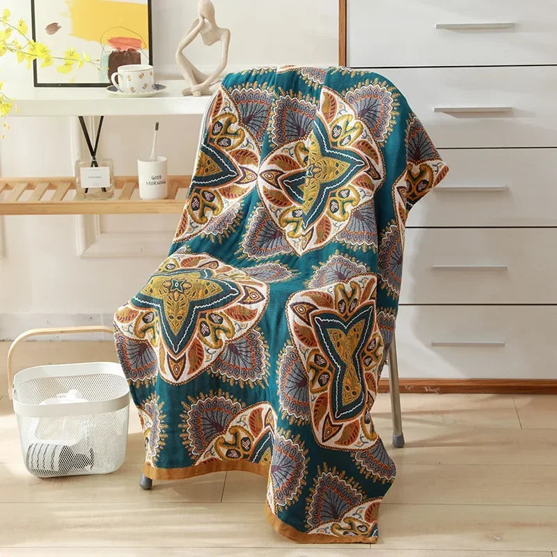Nordic 21 Styles New Bohemian Floral Printing Adult Soft Absorbent Cotton Gauze Beach Bath Towel Bathroom Accessories 80×160CM
