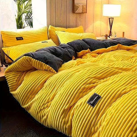 Puffy Duvet Cover Super Soft Plush Bedding Set Fall And Winter Thickened Plush Double Bed Cove