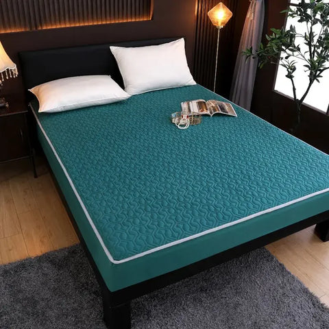 Waterproof Bed Cover Solid Color Fitted Bed Sheet With Elastic Band Anti-slip Adjustable Mattres Protector Fitted Sheet For Home