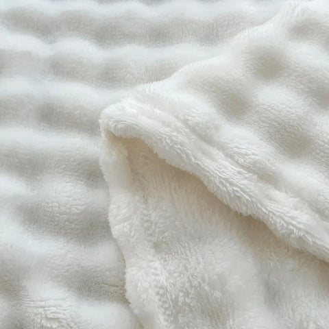 1 Pc Luxury Faux Rabbit Fur Throw Blanket Soft Warm White Striped Fluffy Blankets for Sofa Office Naps Single Double Plush Plaid