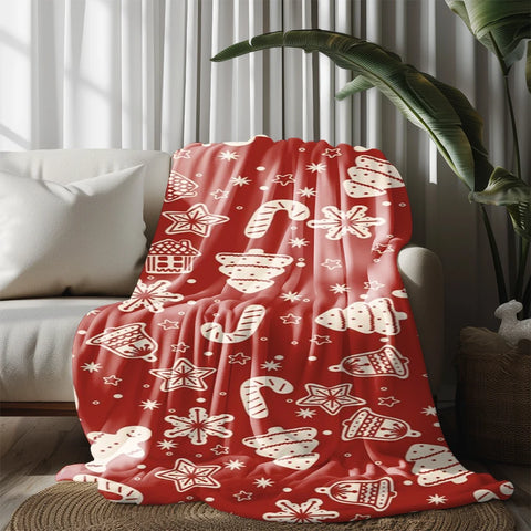 Christmas Pattern Blanket Microfiber Flannel Cover Blanket Bedroom Living Room Sofa Soft And Comfortable Home Decoration
