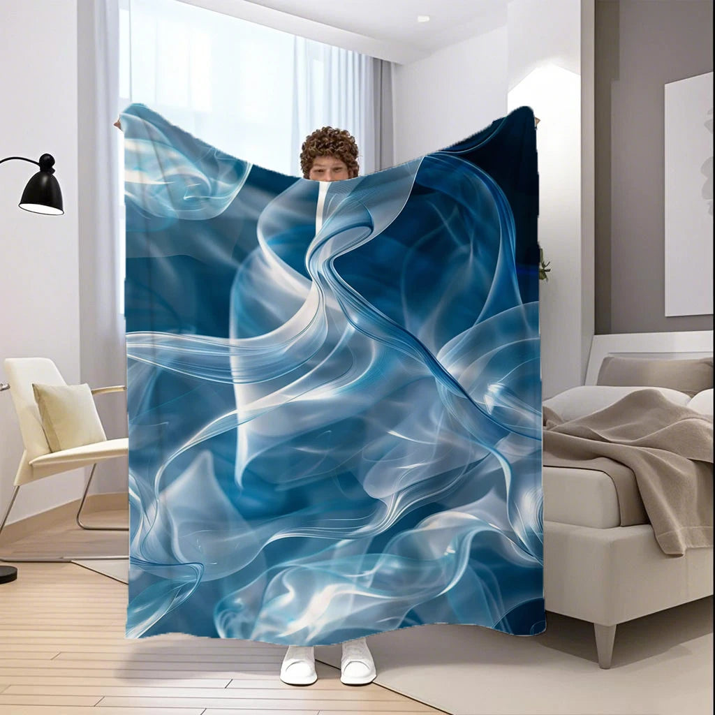 Abstract Blue Blanket Microfiber Flannel Cover Blanket Bedroom Living Room Sofa Soft And Comfortable Home Decoration