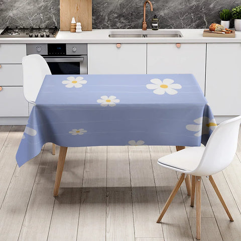 Blue floral tablecloth with white flowers, suitable for dining room decor home textiles decorative items, kitchen table covers s