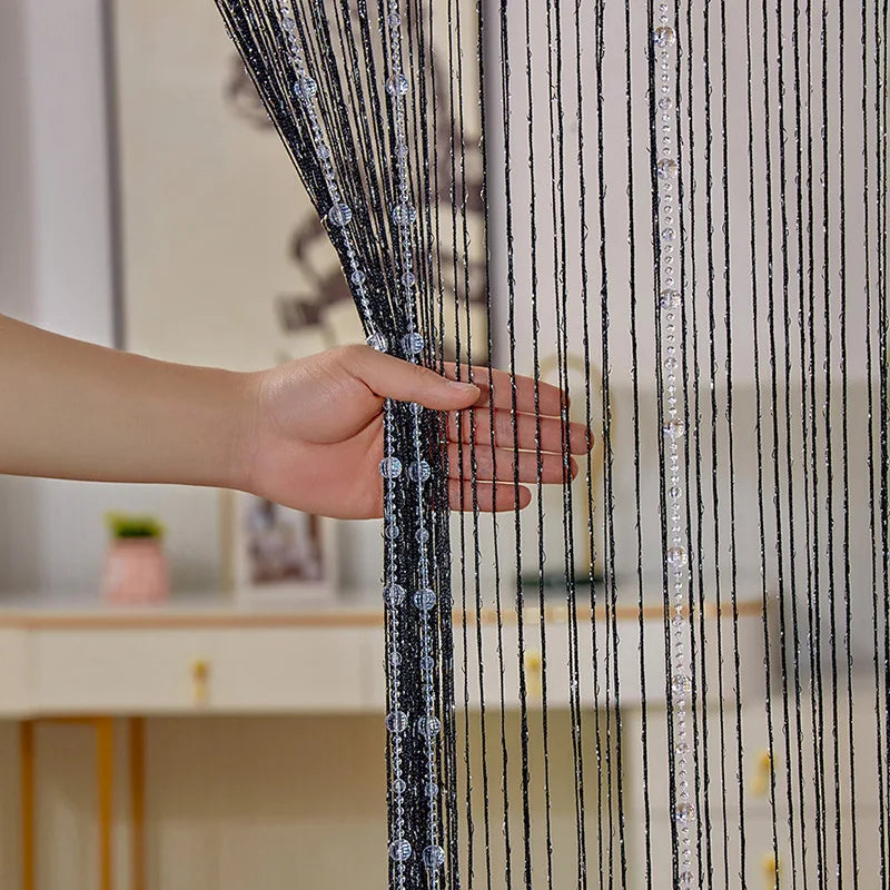 100CM X 200CM Crystal Beaded String Curtains Screen String Divider Blind for Salon Living Room Door Wall Window Tassel Curtain