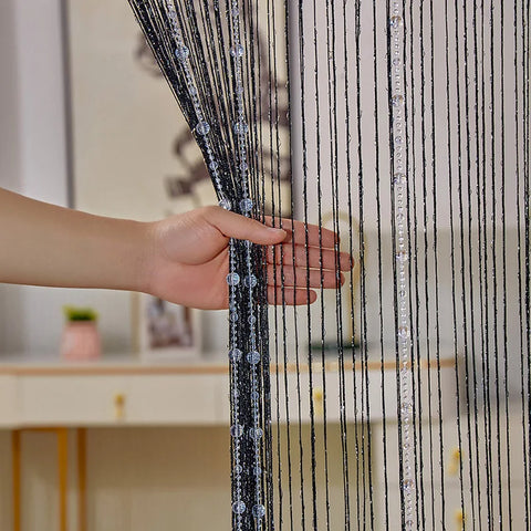 100CM X 200CM Crystal Beaded String Curtains Screen String Divider Blind for Salon Living Room Door Wall Window Tassel Curtain