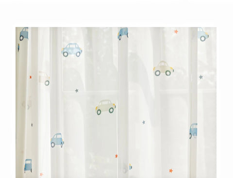 1PC Cute Cartoon Car Children's Blackout Curtains, Beige Shading Curtains For Kids Bedroom Window Decoration,  Tulle Curtains