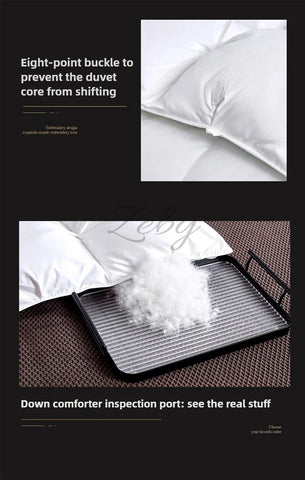 High Grade 100% White Goose Down Quilt Winter Warm Feather Duvet Queen King Cozy Lightweight 3D Bread Comforter Pinch Pleated