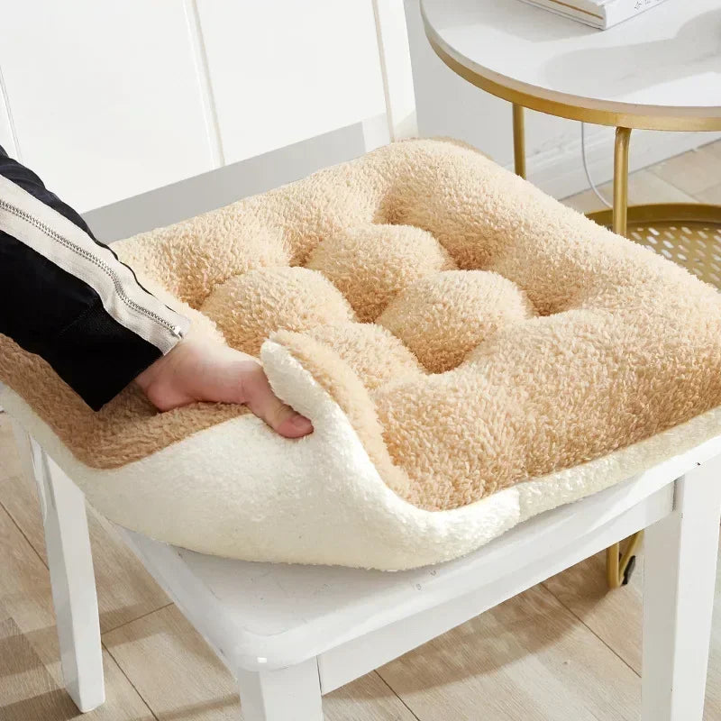 Winter Plush Thick Seat Cushion Home Sofa Office Chair Solid Color Lambswool Cushion Thicken Soft Floor Pads Round and Square