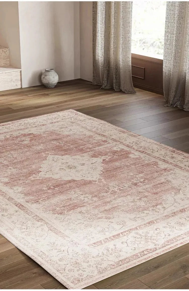 VIKAMA Bohemian Faux Wool Rug - Ultra-Thin, Stain-Resistant,Non-Slip Carpet for Study Room & Living Room,Soft Floor Mat Home Dec