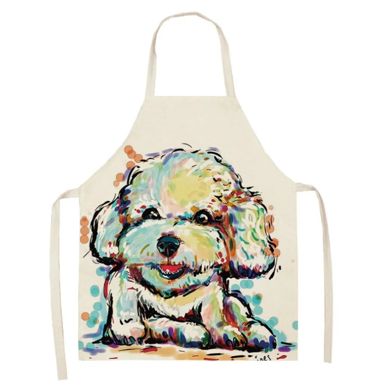 1Pcs Men Women Dog Printed Sleeveless Kitchen Hogar Pinafore Home Cleaning Tools 2 Size 68x55cm/47x38cm Aprons Tablier Cuisine