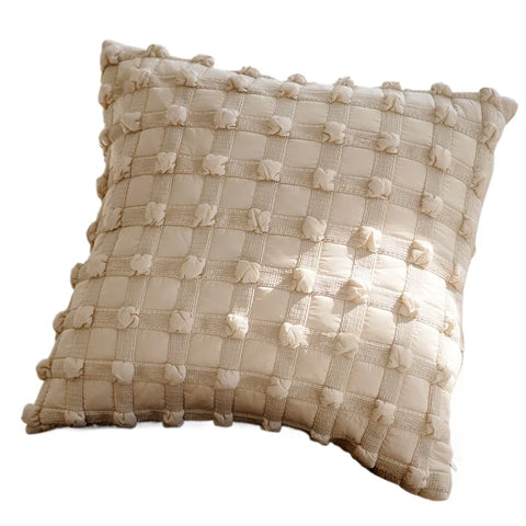 Checkerboard French Cream Style Pillowcase Cute Light Luxury B&B Living Room Niche Pillow Case Bay Window Sofa Cushion Cover