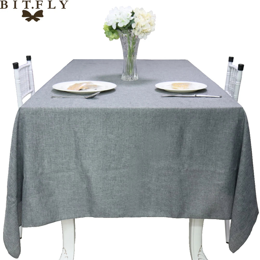 Imitated Linen Tablecloth for Kitchen, Rectangular Table Cover, Tea Cloth, Coffee Table, Living Room, Gray, Khaki