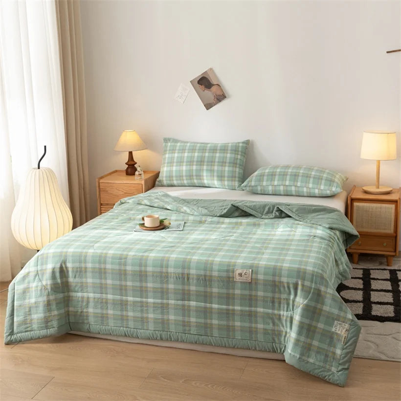 Summer 100% Cotton Thin Quilt Comforter Soft Air Conditioning All Season Quilt/Duvet/Blanket Lightweight Bed Cover Soft Bedding
