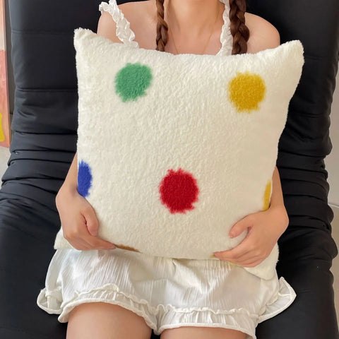 2025 class A sheep wool throw pillow cartoon small fresh throw pillow living room bedroom pillow 45x45cm