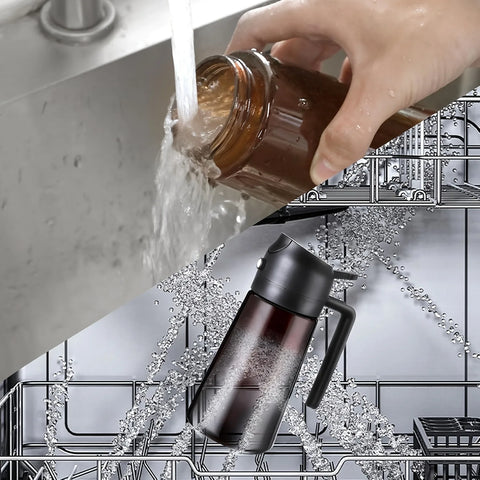 16oz/470ML Light Blocking Brown Oil Sprayer for Cooking 2 in 1 Olive Oil Dispenser Bottle for Kitchen Oil Bottle Seasoning Tools