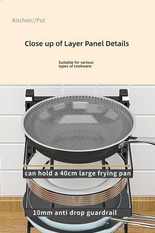 Kitchen Shelf Space-saving Kitchenware Storage Rack Adjustable Pot Rack 2-4 Tiers Under Sink/Corner Applicable