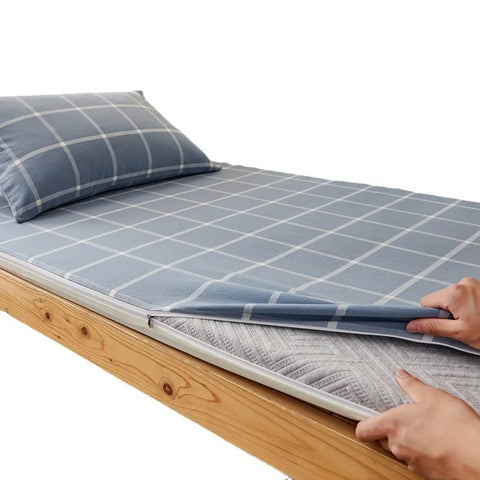 Fully Enclosed Double-sided Zipper Mattress Protective Cover Made of Cotton and Washed Cotton for Student Dormitories