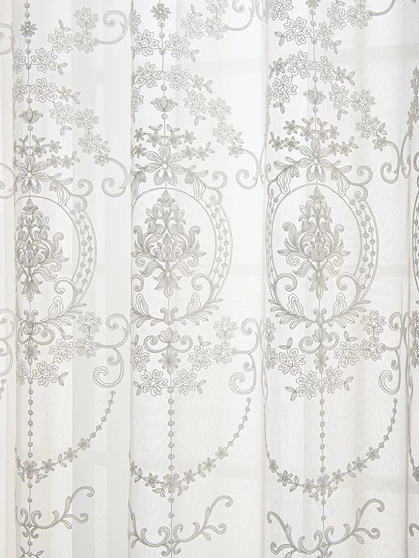 1pc Embroidered White Sheer curtain Polyester Light Filtering Privacy Sheer Curtain for Living room All Season