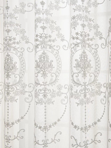 1pc Embroidered White Sheer curtain Polyester Light Filtering Privacy Sheer Curtain for Living room All Season