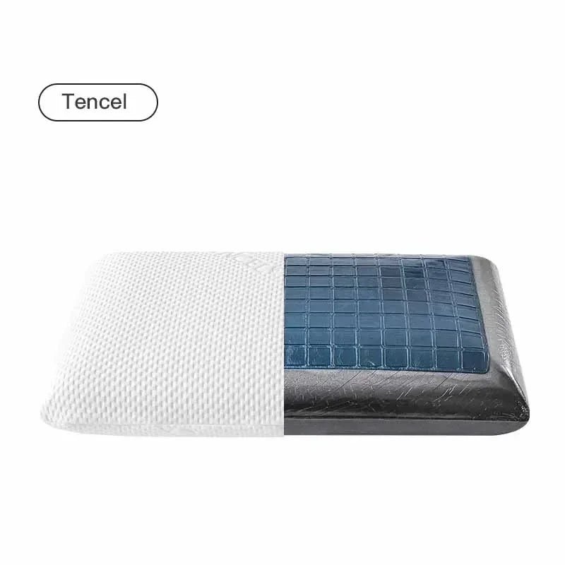 Double Sided Gel Cooling Memory Foam Pillow Summer Ice Feel Bamboo Charcoal Orthopedic Neck Pain Relief Pillow with Pillowcase