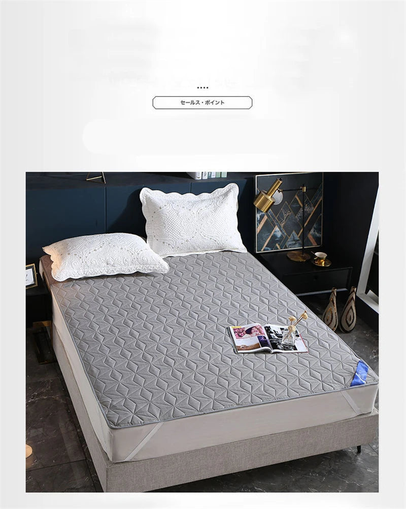 Sandwich Cotton Quilted Waterproof Bed Pad Elderly and Children Bed Protectors Pads Non-slip Anti Dust Skin-friendly Bed Cover