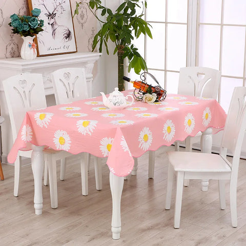 1pcs PEVA Waterproof Oilproof Tablecloth Washable Fabric For Dining Table Kitchen Decor Beautiful Flower Pattern Table Cloth