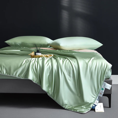 Luxurious Mulberry Silk Summer Quilt/Duvet/Comforter, 100% Natural Long Strand Silk Bedding, Washed Silk Shell, Lightweight Soft