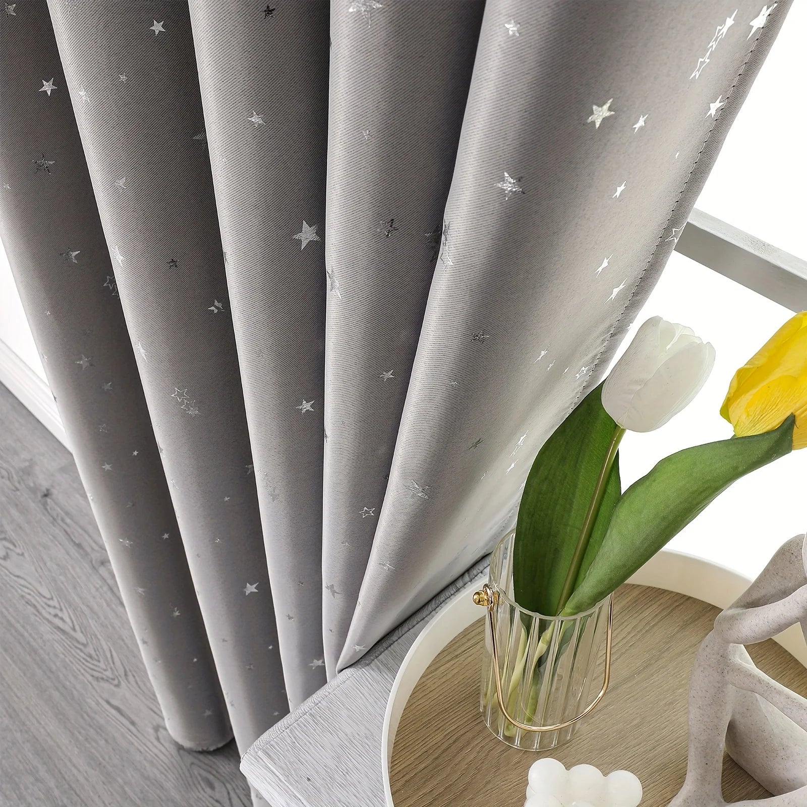 Kids Curtains Blackout With Stars Grommet Top For Bedroom Living Room Window Drapes