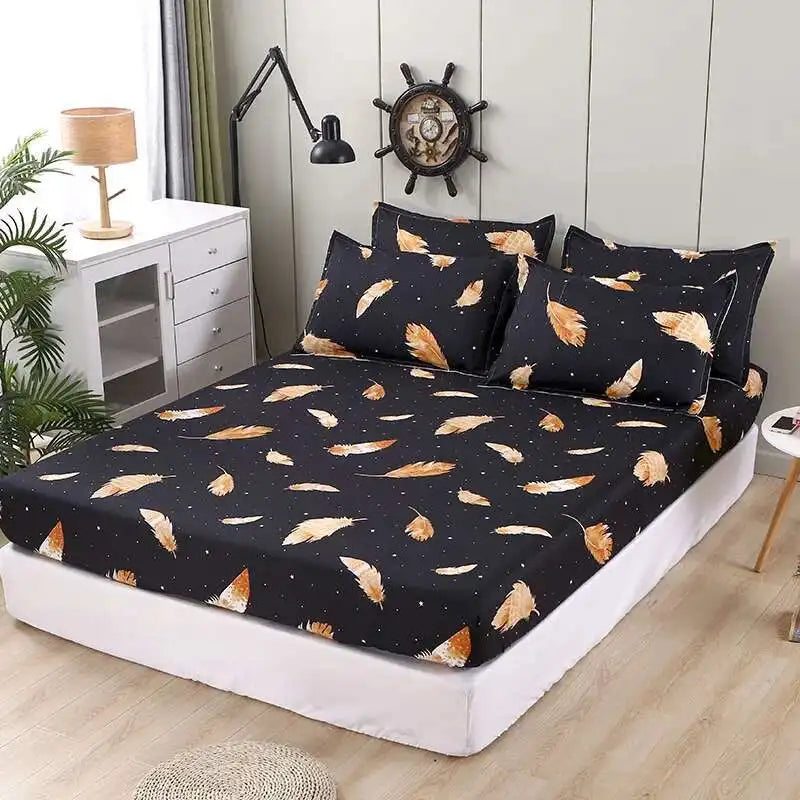 Solstice Kids Dinosaur Bed Sheet Set - Cartoon Printed Draps De Lit With Pillowcase, Elastic Fitted (Single/Twin, 100% Cotton)