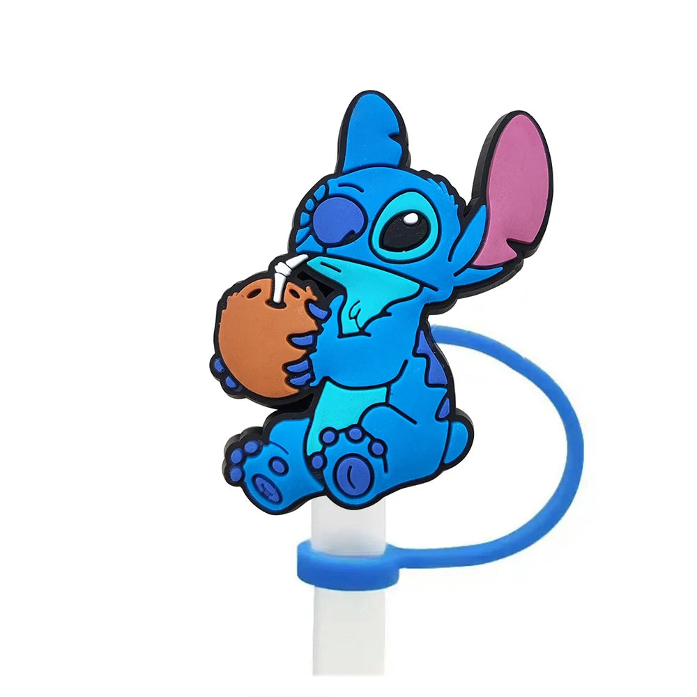 Disney Stitch Cartoon Silicone Straw Covers For Water Glass Bottle Drinking Dust Cap Straw Tip Cover Cup Accessories For 10mm