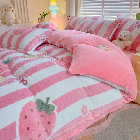 Rainbow Theme Plush Duvet Cover Fluffy Soft Boys Girls Luxury Queen Quilt Cover Winter Warm Letter Print Bedding No Pillowcase