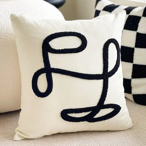 Checkerboard French Cream Style Pillowcase Cute Light Luxury B&B Living Room Niche Pillow Case Bay Window Sofa Cushion Cover